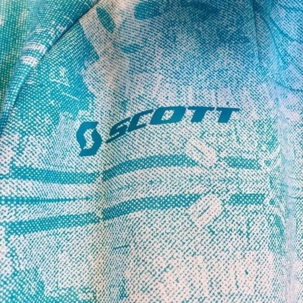 Scott Sports Hoodie Men‎ Large Teal White All Over Print Full Zip Fleece Jacket